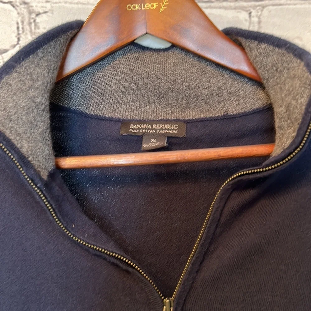 Banana Republic Navy Blue Pullover Quarter Zip Collared Sweater Size XL
